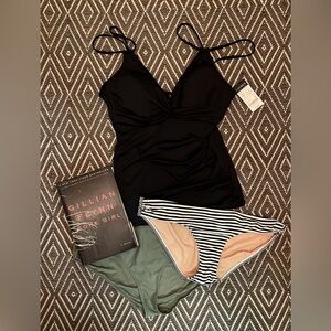 NWT Ralph Lauren Camikini top, black, sz 12 +2 bottoms!